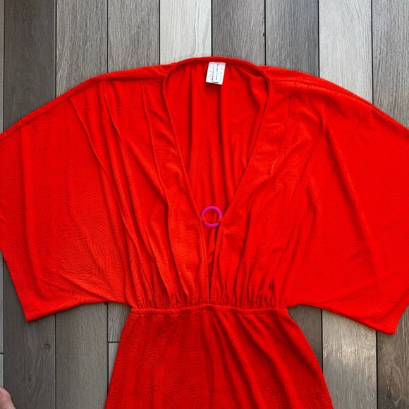 Trina TurkV Vibrant Red Swim Cover-Up Kimono | Good Condition - Picture 3 of 5